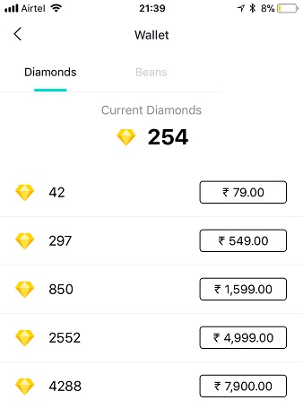 Purchasing Diamonds in Bigo Live